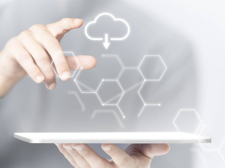 Man using digital tablet psd mockup smart technology